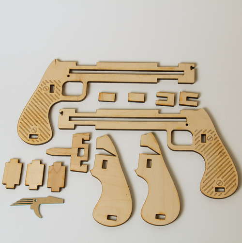 Laser cut Jenga pistol