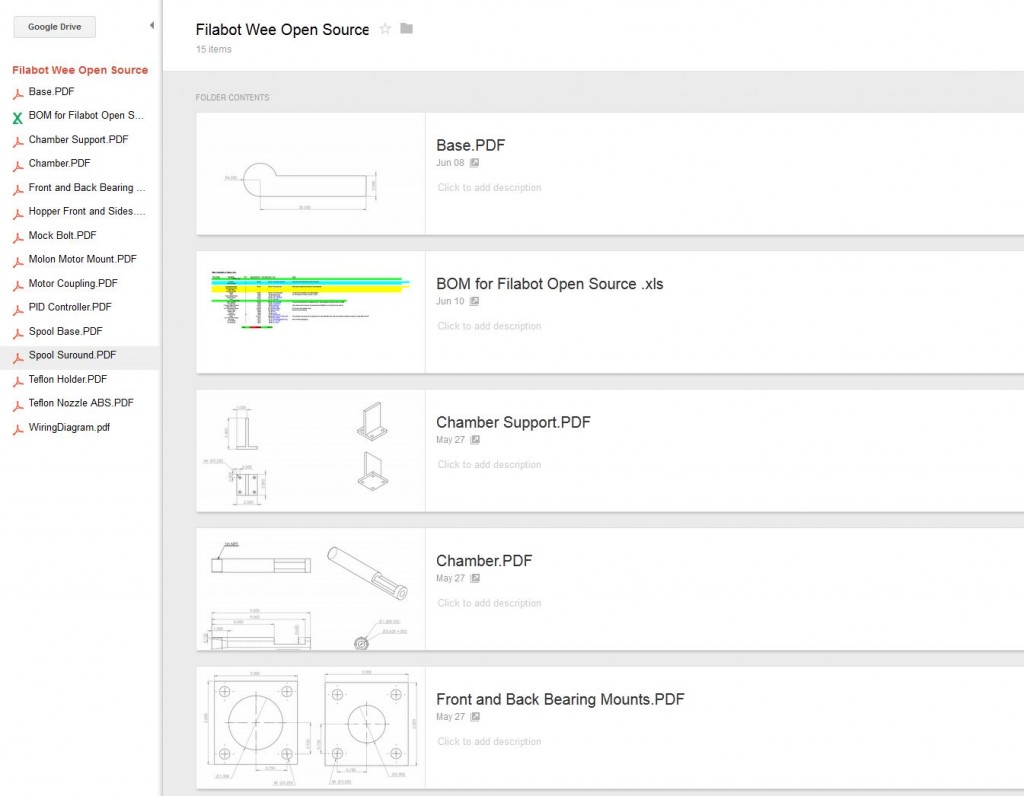 Filabot on google docs