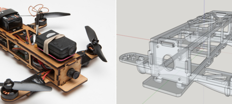 Laser cut bamboo drone from Andy Shen