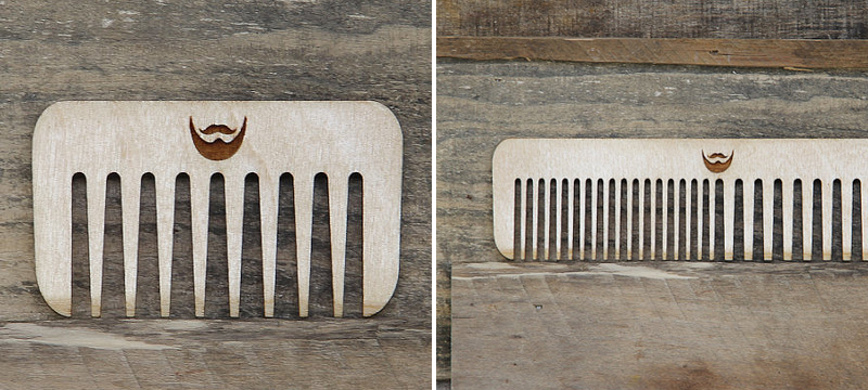 Laser cut birch beard comb from miniFab