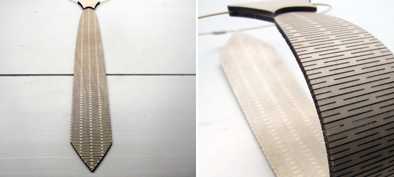 Laser cut birch necktie from CreativeUseofTech