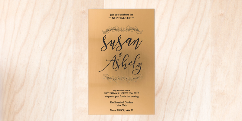 Gold On Black Acrylic Wedding Invitation