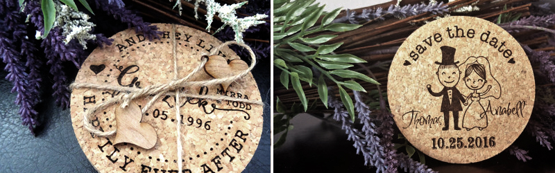 Laser Cut Cork Wedding Coasters