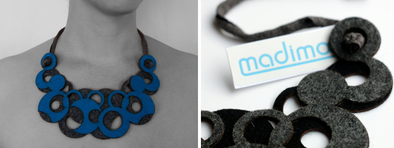 Laser cut felt necklace from Madimooi