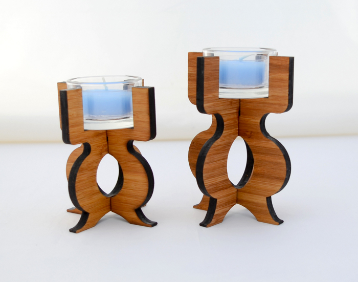 GioGio Design Laser Cut Bamboo Candle Holder