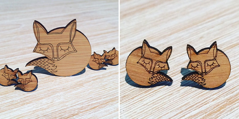 Laser Cut Bamboo Fox Broach From UponATree