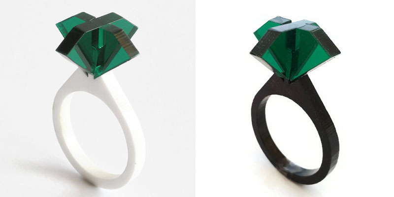 Laser Cut Green Tinted Acrylic Rings From DigitalHandmade