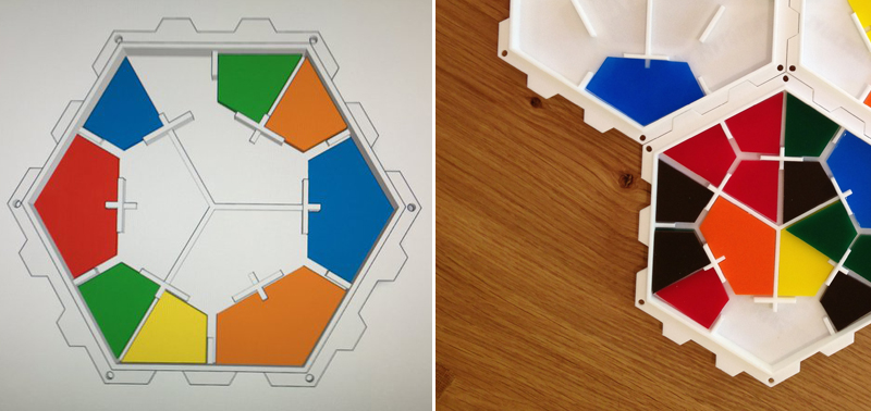 Sayre Brothers PentaHex Board Game Prototype Comparison