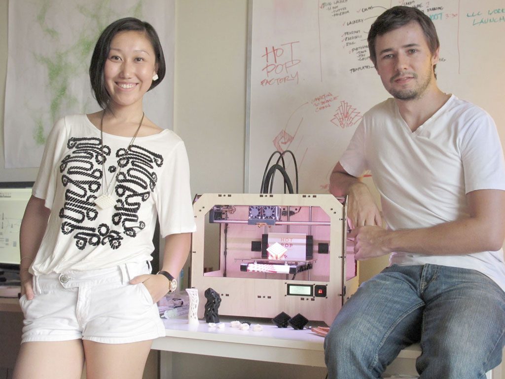 Bi-Ying and Matt with their MakerBot Replicator