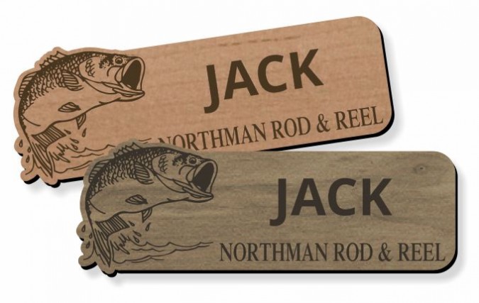 wood laser cut name tags