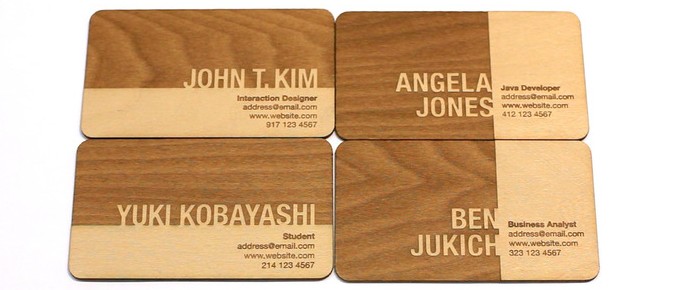 creative wooden business cards and name tags