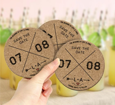 laser cut save-the-date coasters