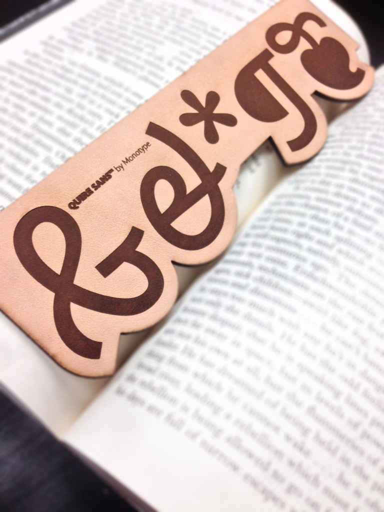 monotype quire sans custom laser cut bookmark