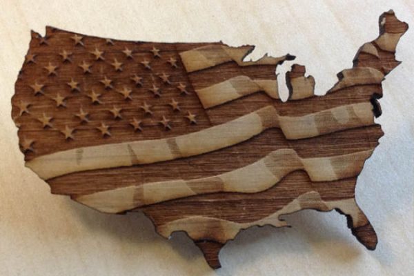 laser cut and etched american flag