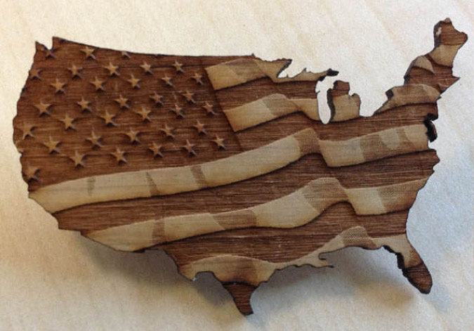 laser cut and etched american flag