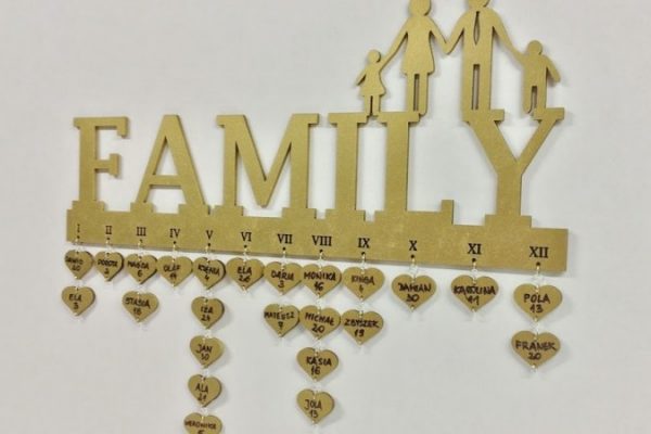 laser cut family birthday calendar