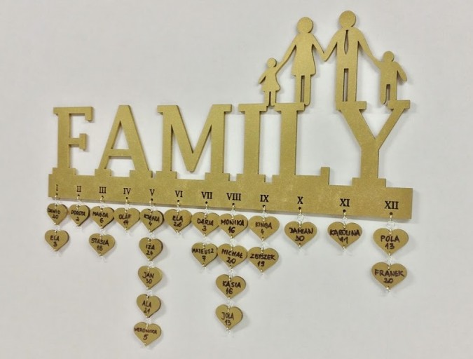 laser cut family birthday calendar