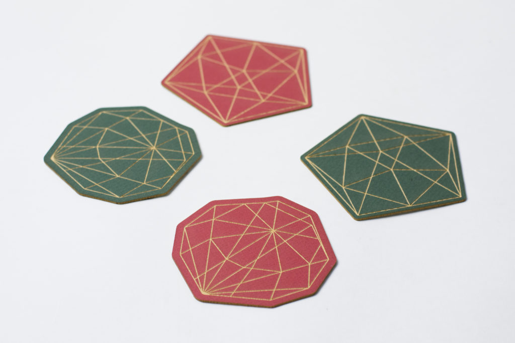 Green Red Custom Cut Mat Board Coasters