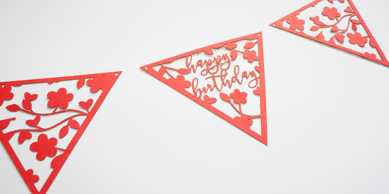 Laser Cut Red Cardstock Paper Bunting