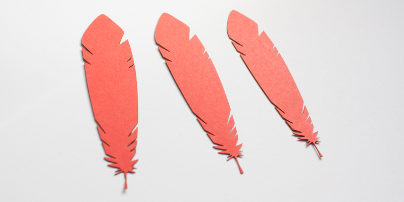 Laser Cut Red Cardstock Paper Crafting Feathers