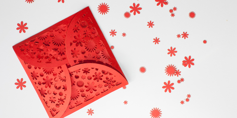 Laser Cut Red Cardstock Paper Envelope