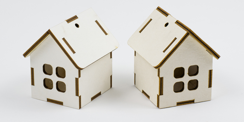 Laser Cut White Taskboard Houses