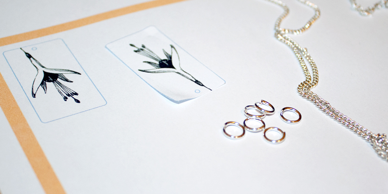 fuchsia flower laser cut necklace paper prototype
