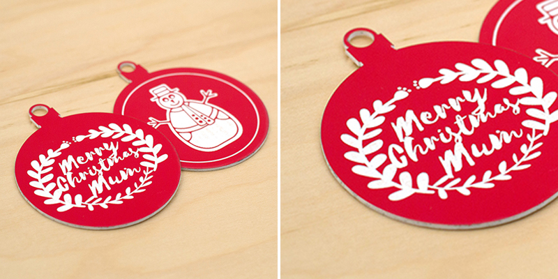 Laser Cut Red On White Acrylic Christmas Decorations