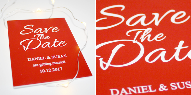 Laser Cut Red On White Save The Date Wedding Invitation