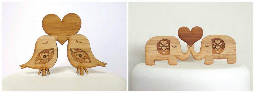 Laser Cut Wooden Wedding Cake Toppers