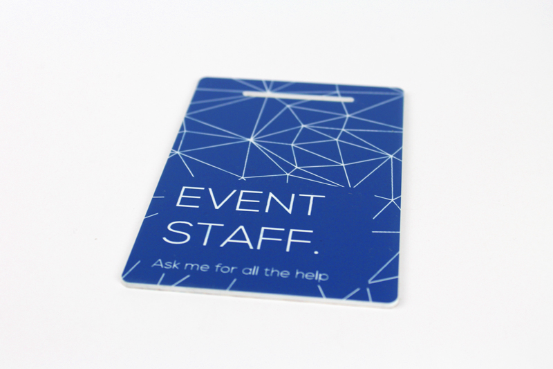 Blue On White Acrylic Event Badges