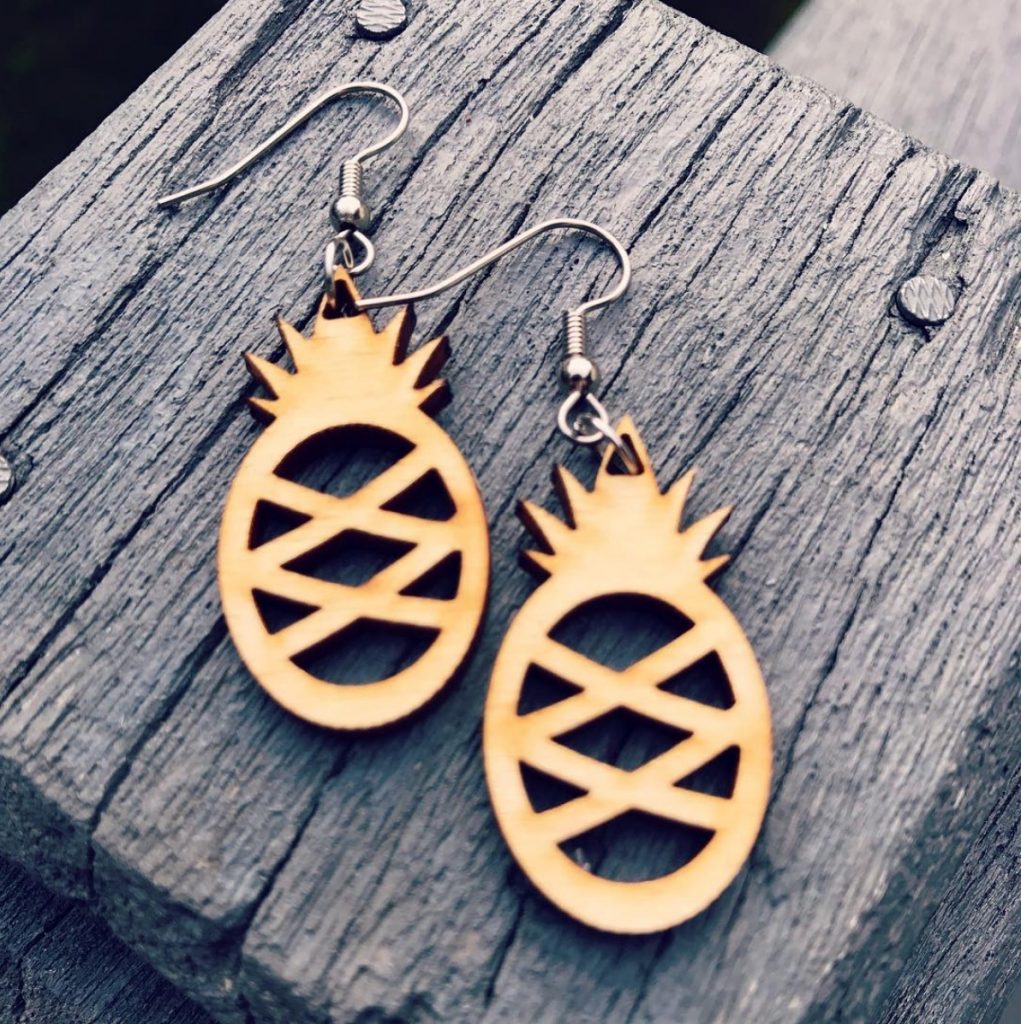 Cottage On The Cliff - Pineapple Wood Earrings