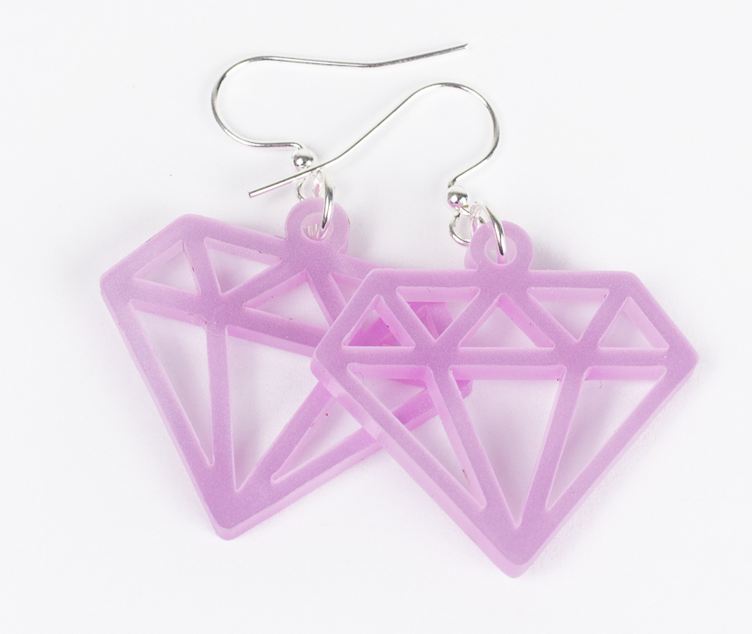Swirl Acrylics 1 - Lavender Diamond Earrings