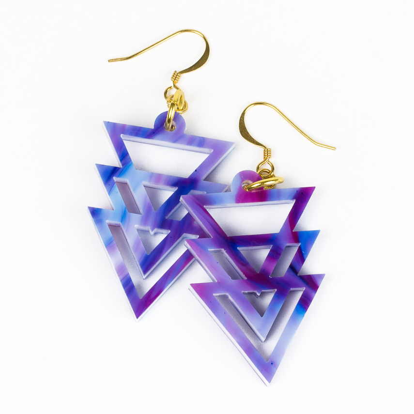 Swirl Acrylics 2 - Purple Geometric Earrings