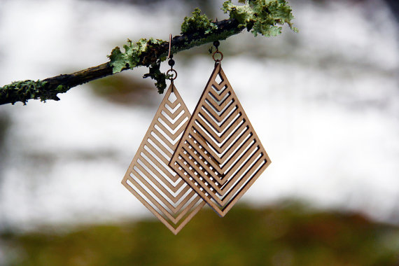 Laser Cut Products 02 - MoodWoodShop Geometric Earrings