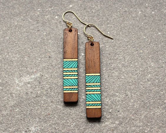 Laser Cut Products 10 - ShopJoyo Painted Wood Earrings