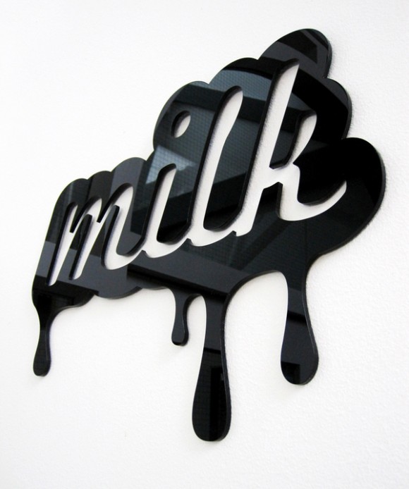 Laser Cut Products 55 - Black Acrylic Milk Sign