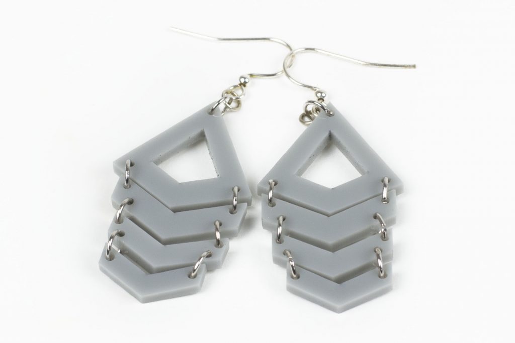 3 Gray Acrylic Sheet - Chevron Earrings