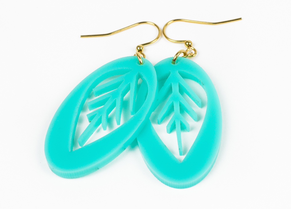 4 Turquoise Acrylic Sheet - Leaf Earrings