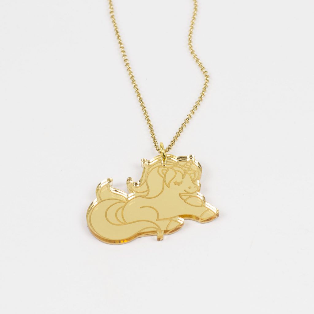 Gold Mirror Acrylic 4 - Unicorn Necklace