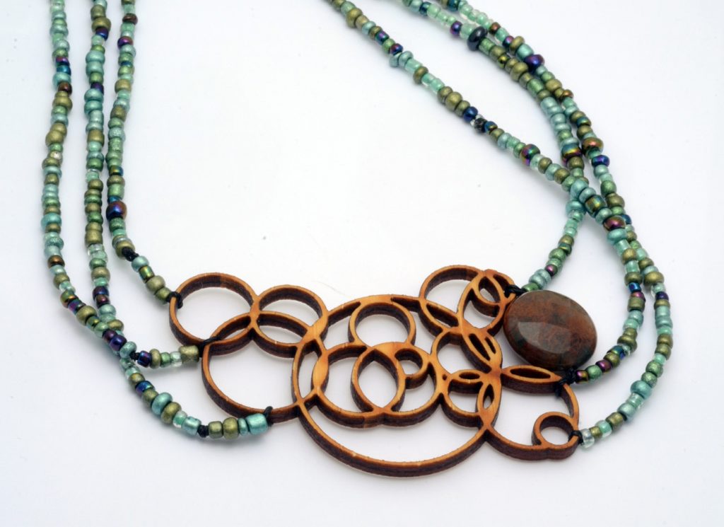 Melanie Lynn Design 1 - Unique Wooden Jewelry - Beaded Laser Cut Bamboo With Agate