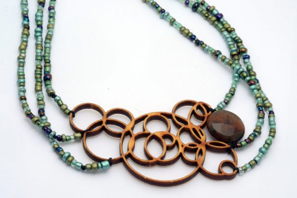 Melanie Lynn Design 1 - Unique Wooden Jewelry - Beaded Laser Cut Bamboo With Agate