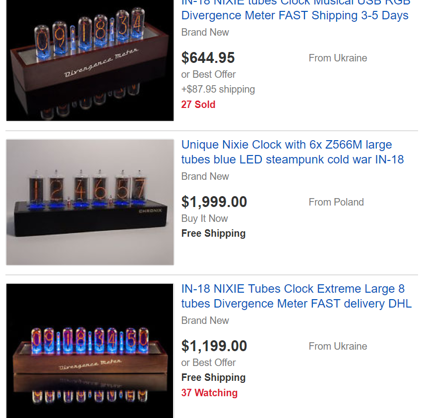 Lixie Labs LED Nixie Clock 7 - Pricing Examples