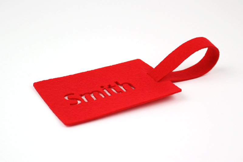 Red Synthetic Felt 4 - Luggage Tag