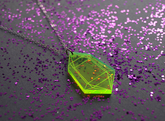 Etsy Jewelry Galactic Affair 4 - Fluorescent Green Acrylic Crystal Pendant