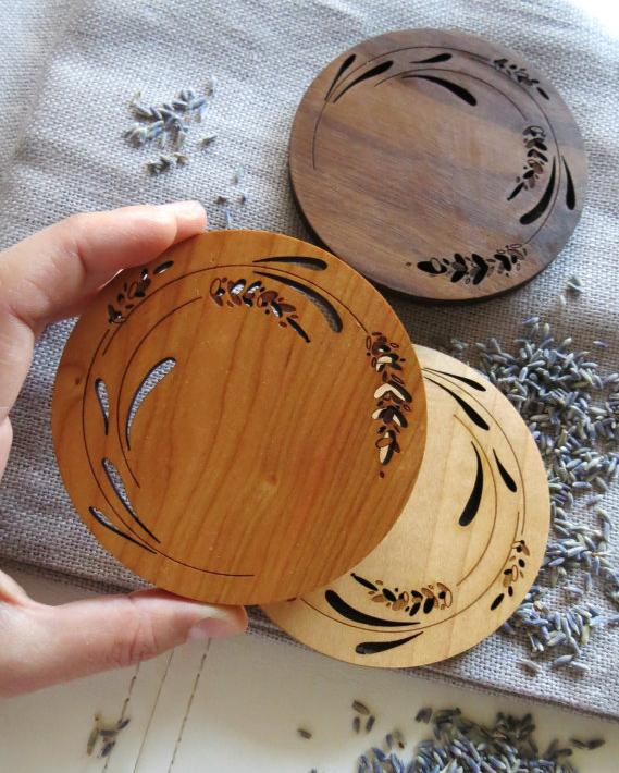 Laser Cut Products 28 - GrainDeep Lavender Coasters