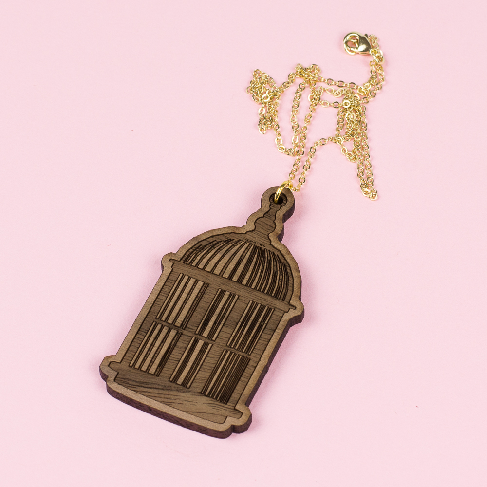 USA Hardwood 14 - Walnut Birdcage Necklace