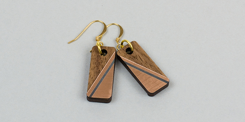 USA Acrylic Stickers 6 - Copper On Black Diagonal Earrings