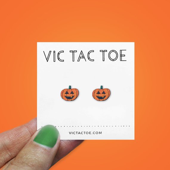 Vic Tac Toe 6 - Pumpkin Earrings