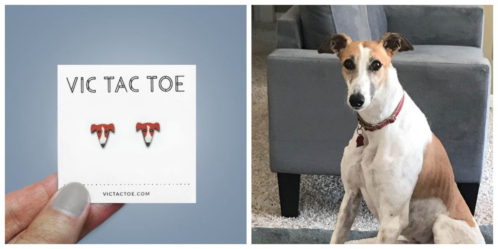 Vic Tac Toe 7 - Greyhound Earrings